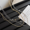 French Exquisite Double Layer Twin Diamond-shaped Sequins Titanium Steel Necklace