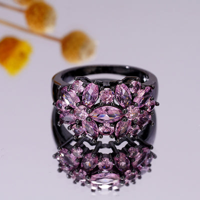 Geometric Design Flower Ring For Women