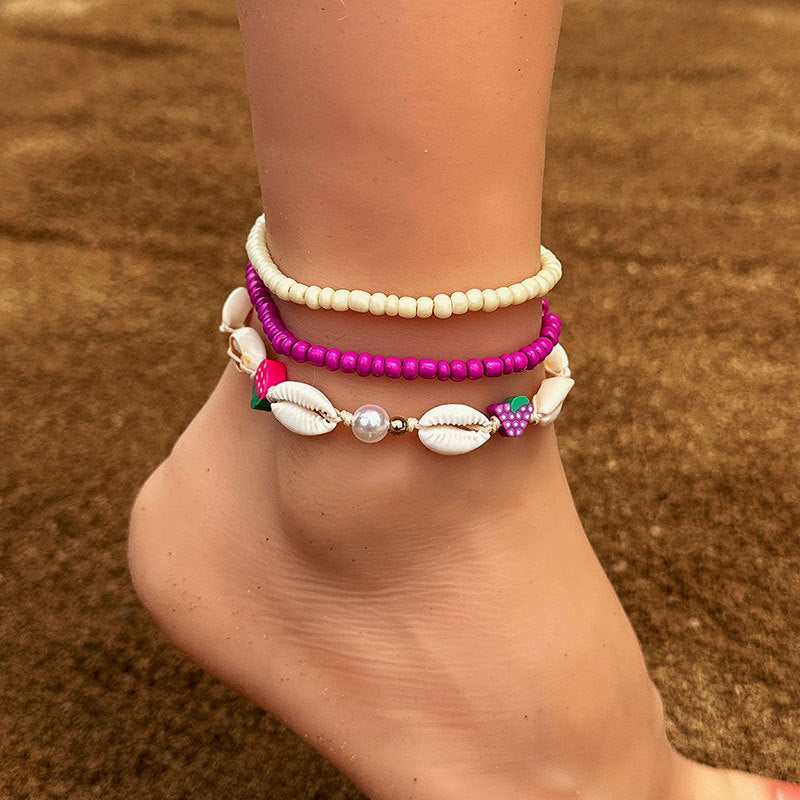 Foot Ornaments Bohemian Color Bead Starfish Shell Pendant Anklet Female Beach Style Ornament