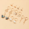 Multi-Element Lightning Cross Small Ear Ring Earings Set