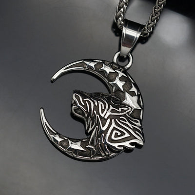 Viking Series Wolf Head Moon XINGX Vintage Men's Titanium Steel Pendant