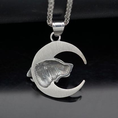 Viking Series Wolf Head Moon XINGX Vintage Men's Titanium Steel Pendant