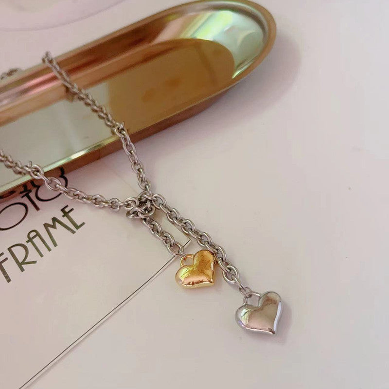 Thick Chain Long Love Heart Necklace