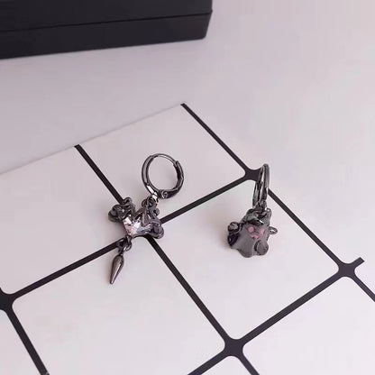 Dark Asymmetric Little Ghost Earrings Women's Cold Style