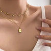 French Exquisite Double Layer Twin Diamond-shaped Sequins Titanium Steel Necklace