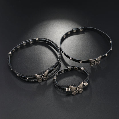 Ins New Dark Style Punk Butterfly Leather Bracelet