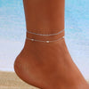 New Round Beads Double Layers Loving Heart Peach Heart Anklet Simple Multi-layer