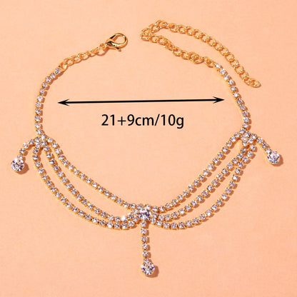 Women's Trendy Rhinestone Multi-layer Anklet