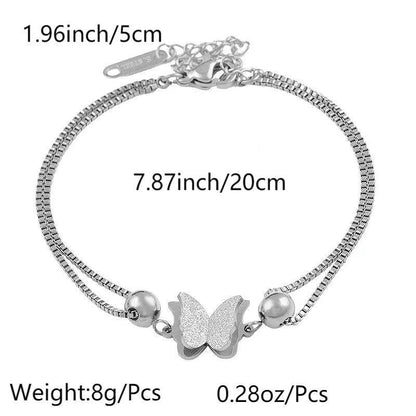 Butterfly Double-layer Anklet Women's Titanium Steel 18K Gold Plating