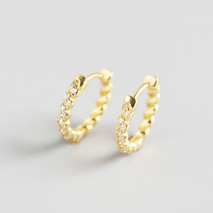 Vintage Screw Pattern Earrings Gold-plated Zircon Women