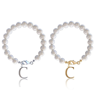 Letter Bracelet Suit Stainless Steel Stringed Pearls