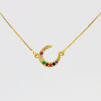 Necklace Moon Inlaid Zircon