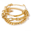 Punk Flat Snake Bones Chain Multi-layer Thick Straps Bracelet Suit