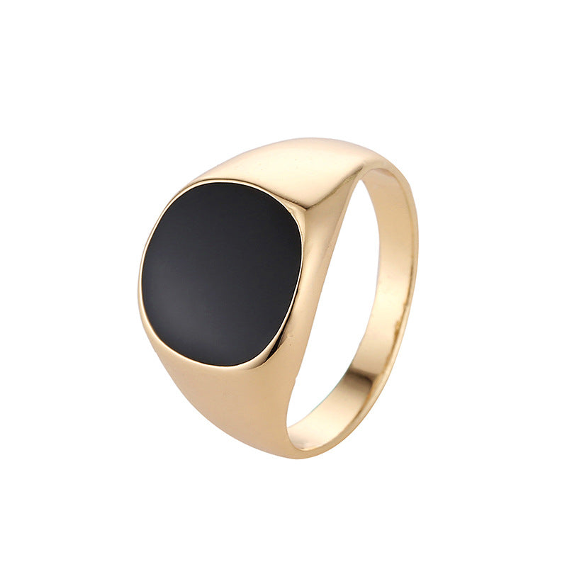 Classic smooth oil dripping men's zinc alloy ring