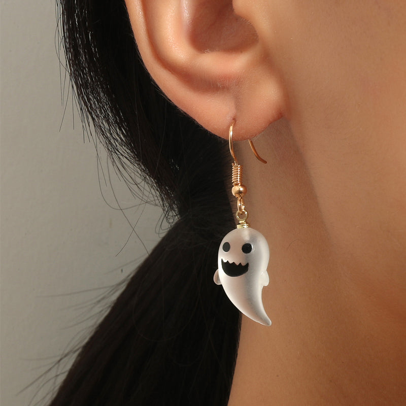 European And American Halloween Cute Resin Ghost Earrings