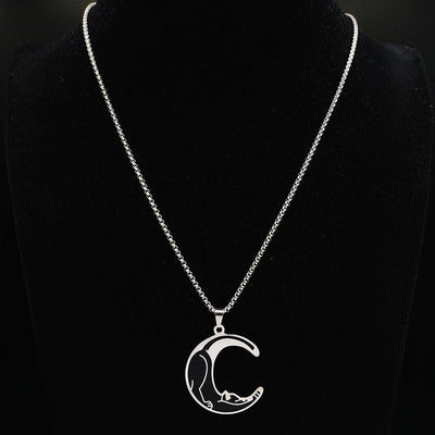 Fashion Creative Cat Moon Cartoon Necklace