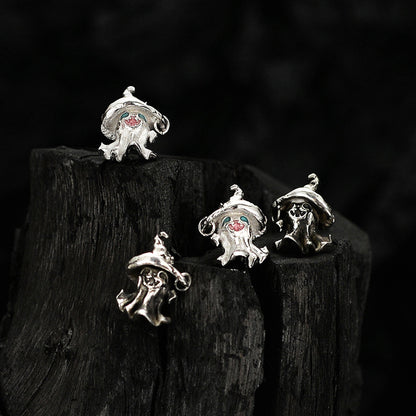 S925 Sterling Silver Wizard Hat Funny Ghost Series Ear Studs