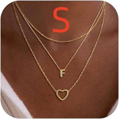 Bubble 26 Letter Necklace Stainless Steel Multi-layer Initial Letter Safety Pin