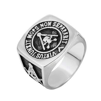 Masonic Logo Ghost Head Men's Titanium Steel Ring