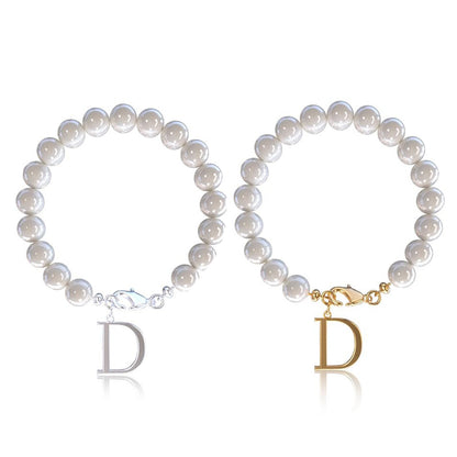 Letter Bracelet Suit Stainless Steel Stringed Pearls