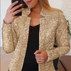 Women's Gold Color-blocking Sequin Short Chic