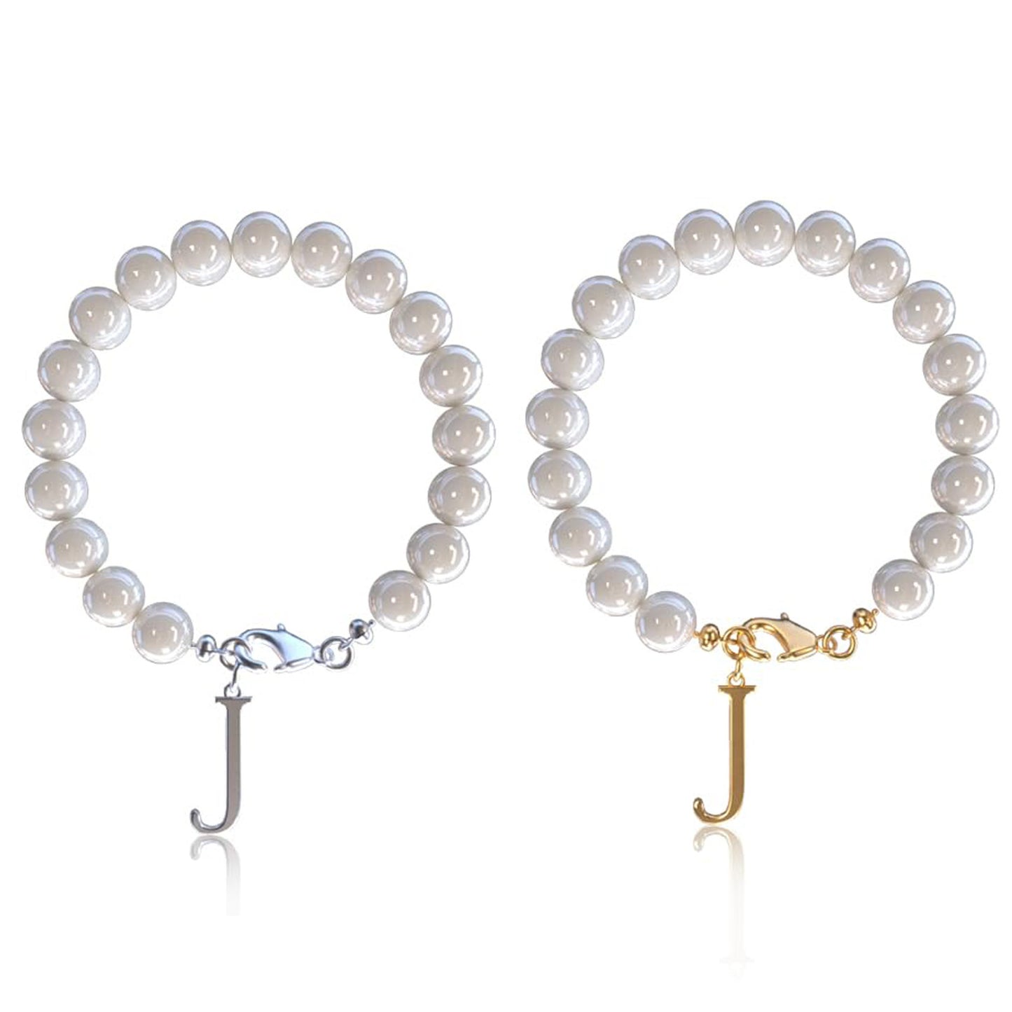 Letter Bracelet Suit Stainless Steel Stringed Pearls