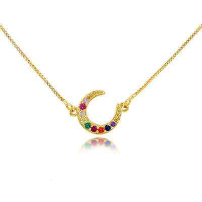 Necklace Moon Inlaid Zircon