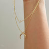 Pearl Moon Double-layer Necklace Female Popular Net Red Special-interest Design Clavicle Chain