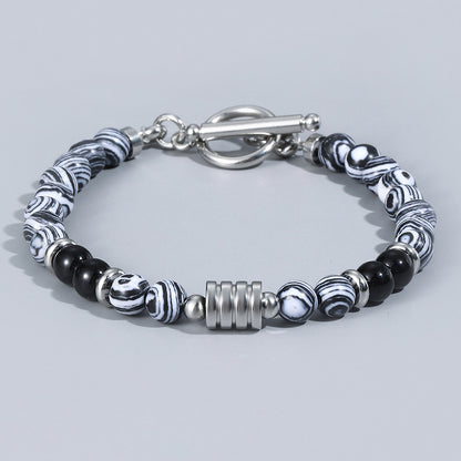 Stainless Steel OT Buckle Tiger-Eye Bracelet Men