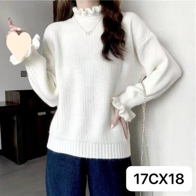 Red Wooden Ear Half Turtleneck High-grade Sweater Sweater