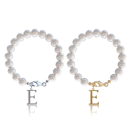 Letter Bracelet Suit Stainless Steel Stringed Pearls