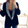 Women's Fashion Stitching Sequined Suit Jacket