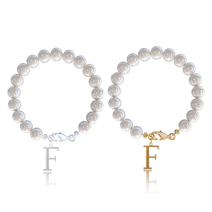 Letter Bracelet Suit Stainless Steel Stringed Pearls