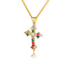 European And American Popular Color Zirconium Cross Pendant Necklace