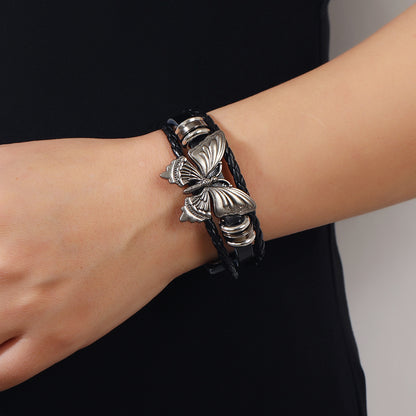 Ins New Dark Style Punk Butterfly Leather Bracelet