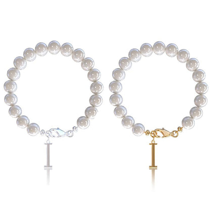 Letter Bracelet Suit Stainless Steel Stringed Pearls