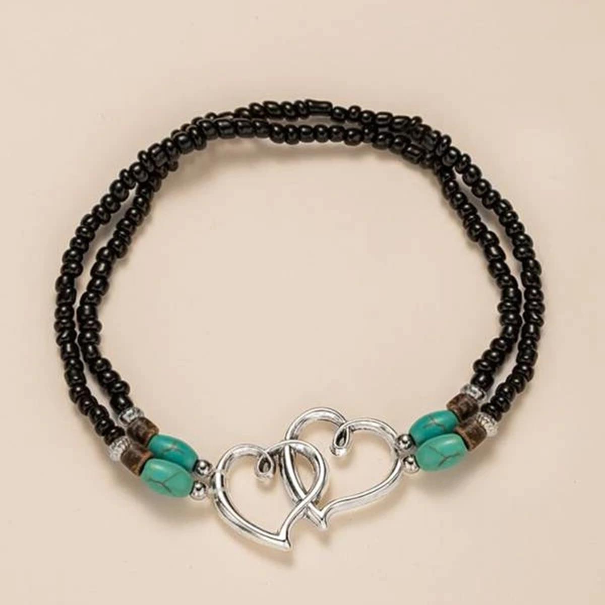 Women's Fashion Twin-style Love Bead Anklet