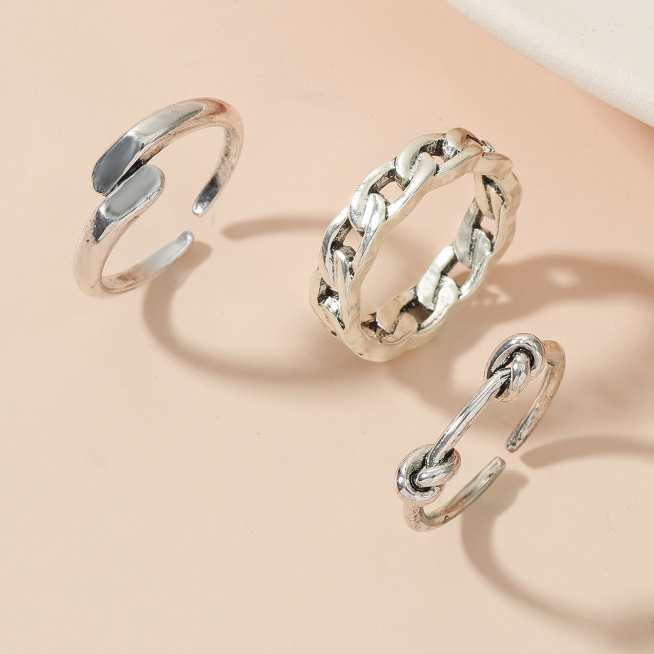 Retro Aloofness Style Geometric Ring Set Of 3