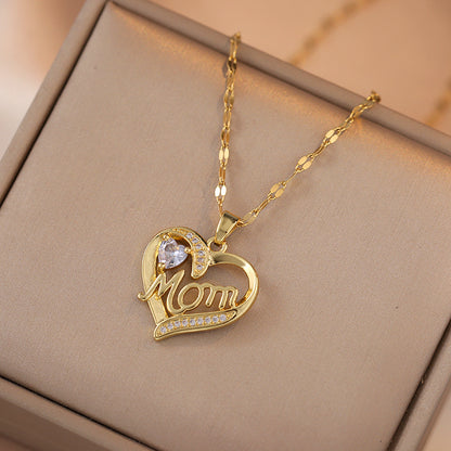 Necklace Female With Hearts Mom Pendant Letters