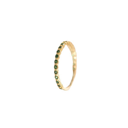 Single Row Diamond Plated 14K Gold Ring