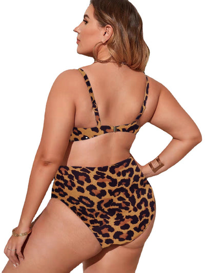 Women's Split Color Printing Swimsuit Plus Size