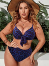 Women's Split Color Printing Swimsuit Plus Size