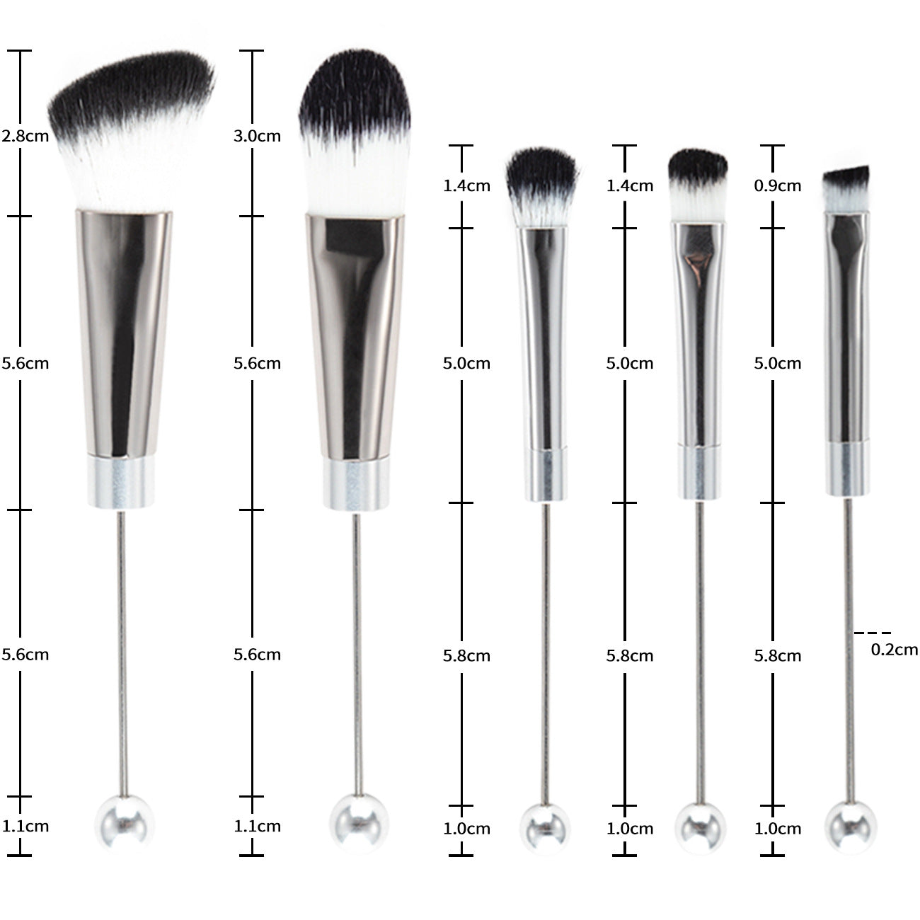 Beaded Makeup Brush With Metal Handle Suit Makeup Tools