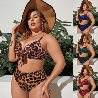 Women's Split Color Printing Swimsuit Plus Size