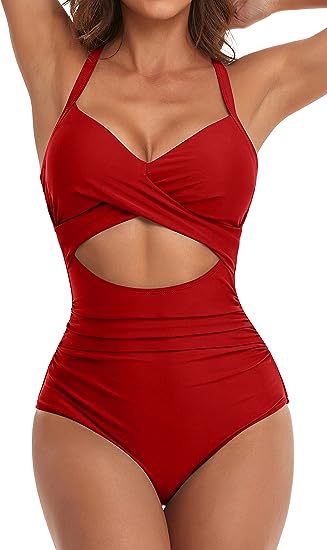 Women's Fashion Casual Cross One-piece Swimsuit