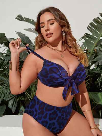 Women's Split Color Printing Swimsuit Plus Size