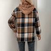 European And American Long Sleeve Plaid Colorblock Hooded Velvet Padded Sweater