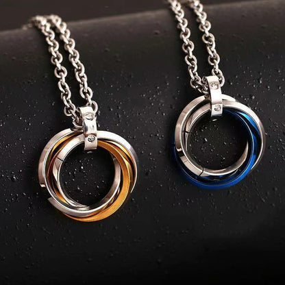 Men's Fashion Simple Stainless Steel Three-ring Necklace