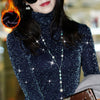 Women's Fashionable All-matching Turtleneck Velvet Padded Lace Shirt