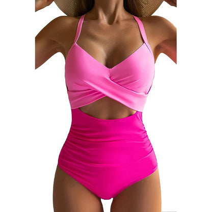 Women's Fashion Casual Cross One-piece Swimsuit